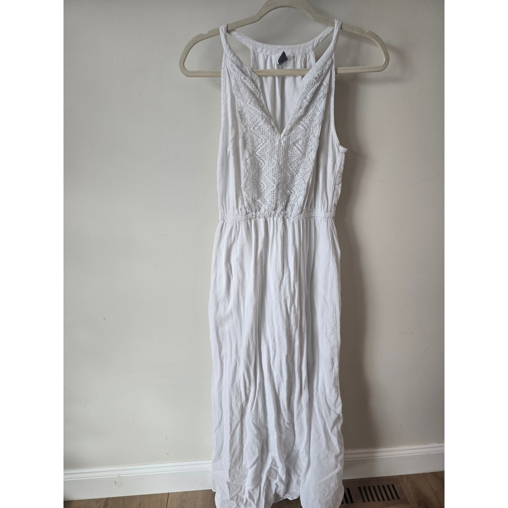 Old Navy White Cotton Lace Crochet Maxi Dress Womens Small Boho Beach